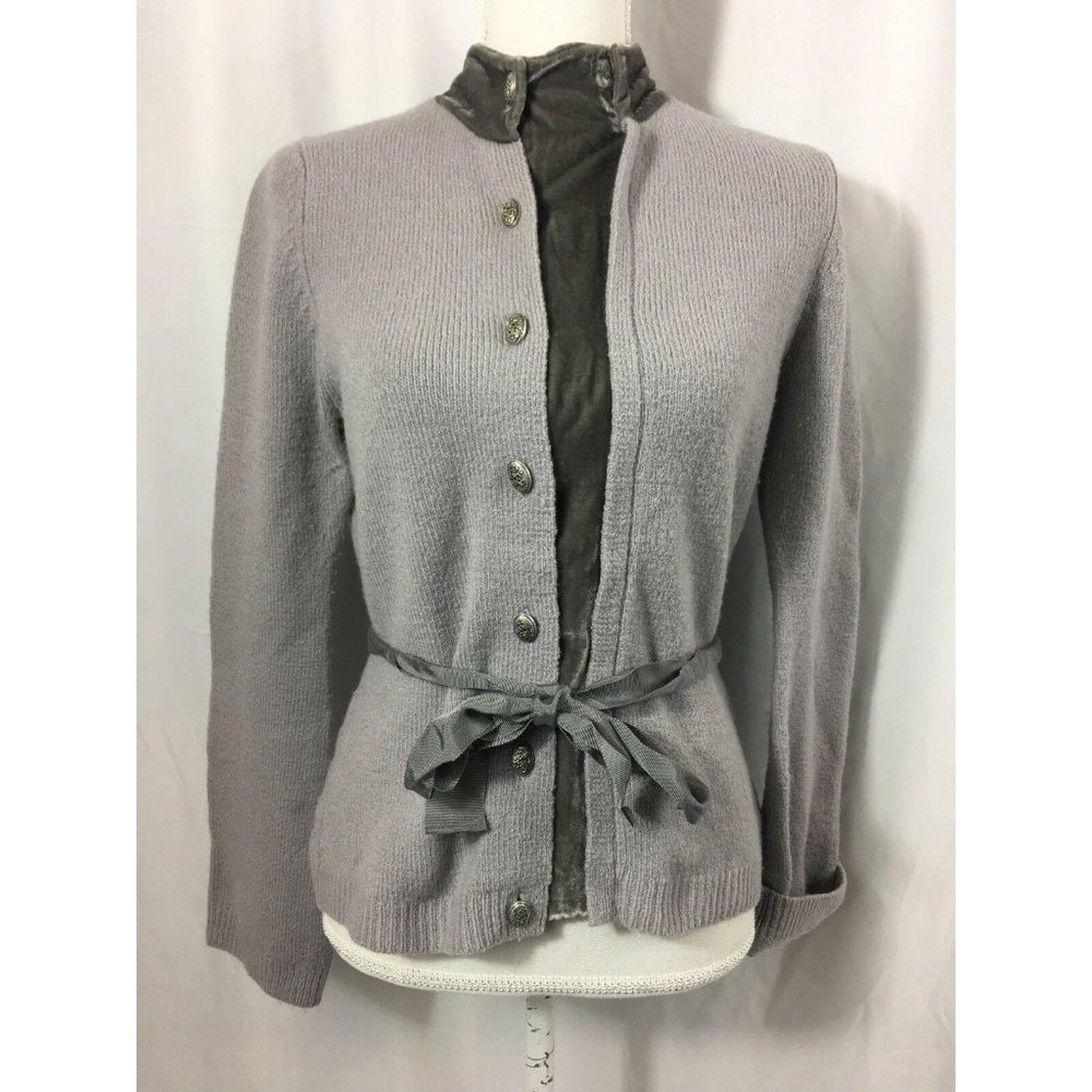 HWR Monogram ANTHROPOLOGIE  Gray Wool Cardigan